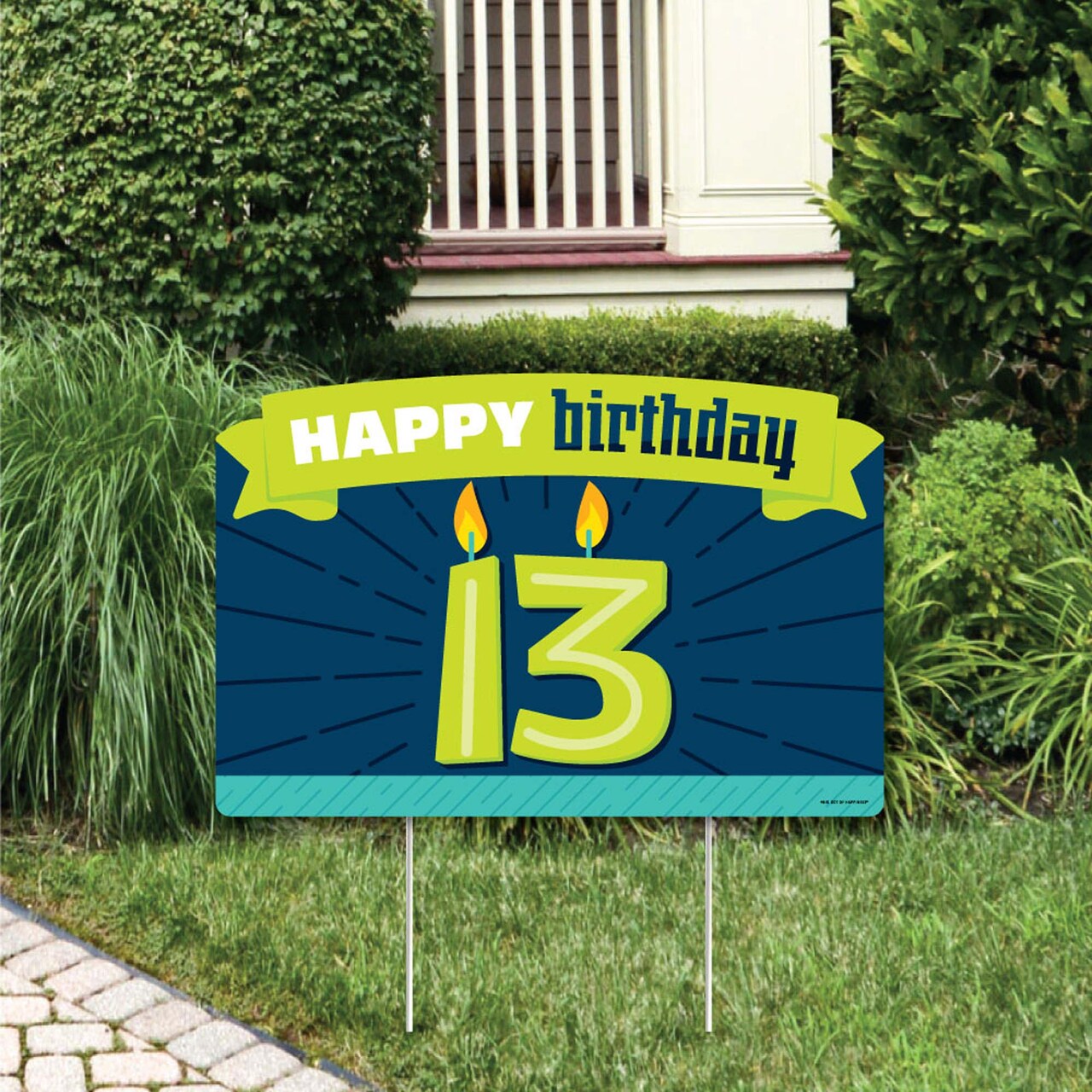 Big Dot of Happiness Boy 13th Birthday - Official Teenager Birthday Party Yard Sign Lawn Decorations - Happy Birthday Party Yardy Sign